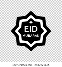 black and white illustration icon with the words happy Eid mubarak 