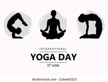 Black and white Illustration Of International Yoga Day.