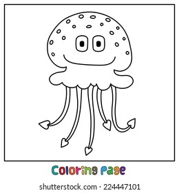 Black and white illustration of a jelly-fish. Vector.