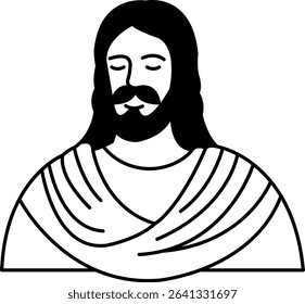 black and white illustration of Jesus 