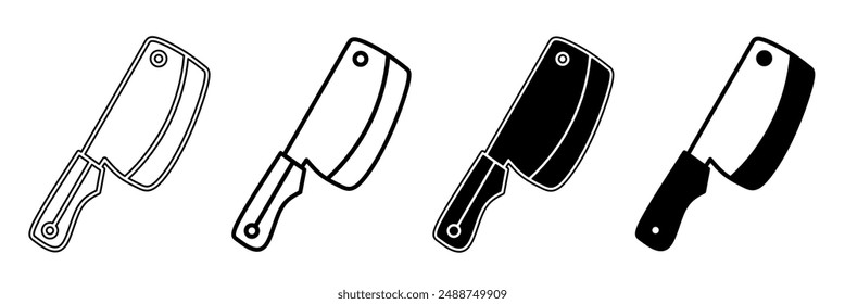 Black and white illustration of a knife. Knife icon collection with line. Stock vector illustration.