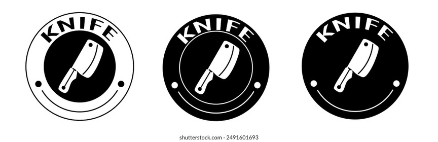 Black and white illustration of knife icon in flat. Stock vector.