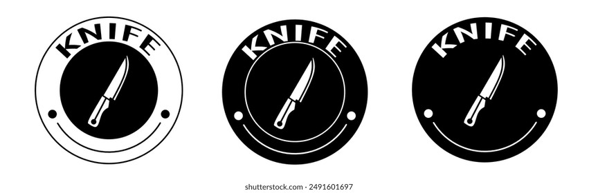 Black and white illustration of knife icon in flat. Stock vector.