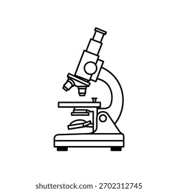 Schwarz-Weiß-Illustration eines Labormikroskops.