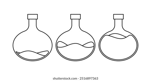 Ilustración en blanco y negro de un tubo de ensayo de laboratorio. Ilustración con contorno negro