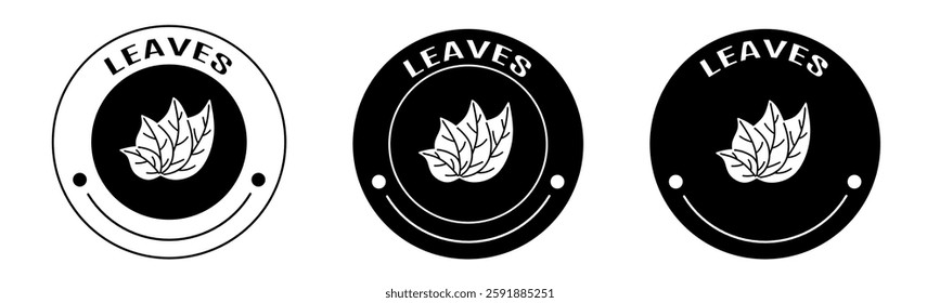 Black and white illustration of leaves icon in flat. Stock vector.