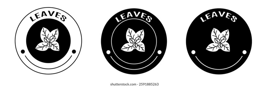 Black and white illustration of leaves icon in flat. Stock vector.