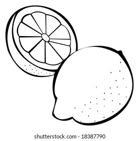 Black and white illustration of lemons