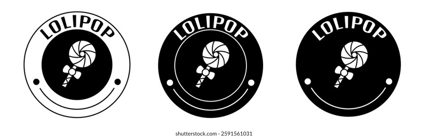 Black and white illustration of lolipop icon in flat. Stock vector.