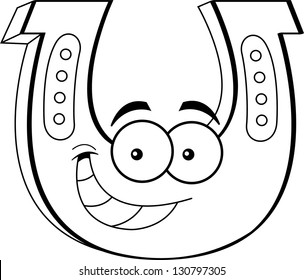 Black and white illustration of a lucky horseshoe.