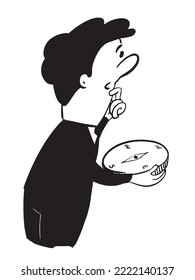 Black and white illustration of man . Navigation