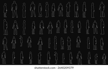 A black and white illustration of many people in various poses. The illustration is a montage of people in different positions, with some standing and others sitting. Scene is somber and contemplative
