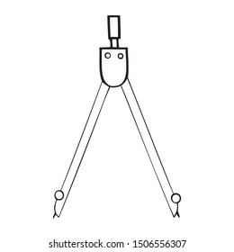 Black and white illustration of measuring compass