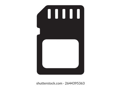 A black and white illustration of a memory card icon