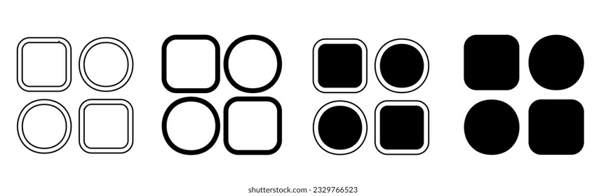 Black and white illustration of a menu button. Menu button icon collection with line. Stock vector illustration.
