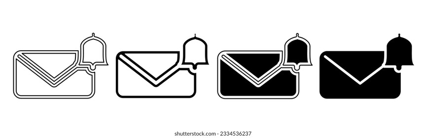 Black and white illustration of a message notification. Message notification icon collection with line. Stock vector illustration.