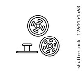 Black & white illustration of metal snap fasteners. Stud denim buttons. Vector line icon. Isolated object on white background