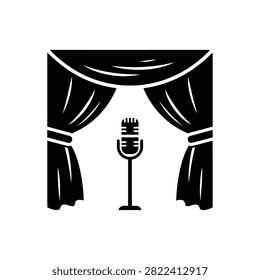 Black and white illustration of microphone