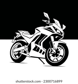 Schwarz-Weiß-Illustration von mod-speed Motorrad, Vektorsilhouette.