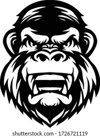 black and white illustration of a monkey