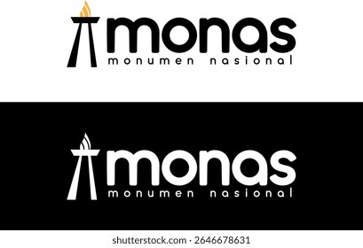 Ilustração em preto e branco de monumentos nacionais ou monas em Jacarta, na indonésia como a ideia principal. para comemorar a resistência do povo indonésio em tomar a independência dos Países Baixos