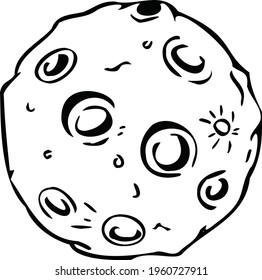 Black and white illustration of the moon, full moon vector. Vector illustration