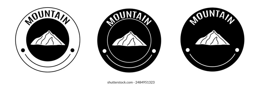 Black and white illustration of mountain icon in flat. Stock vector.