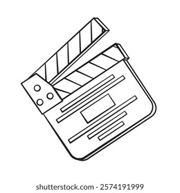 Black and White Illustration of a Movie Clapperboard Sketch