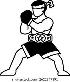 ilustração em preto e branco do guarda de boxe Muay Thai