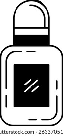 black and white illustration a nail polish bottle
