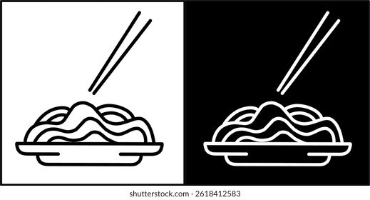black and white illustration of noodles