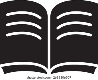 Black and white illustration of a notebook or reading book