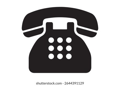 A black and white illustration of an old style telephone