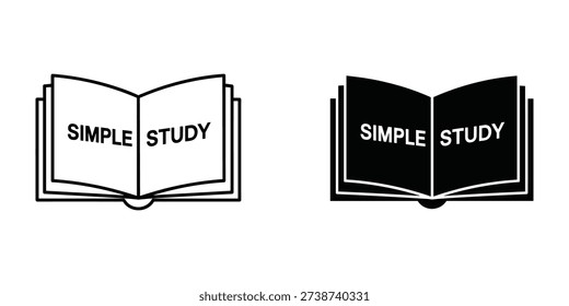 Black and white illustration of an open book with 'SIMPLE STUDY' text, presented in two contrasting styles.
