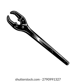 A black and white illustration of a pair of locking pliers, also known as Vise-Grips.