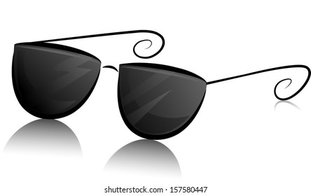 Black and White Illustration of a Pair of Sunglasses