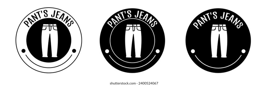 Black and white illustration of pant icon in flat. Stock vector.