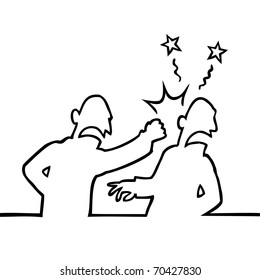 Black and white illustration of a person punching someone else in the face.