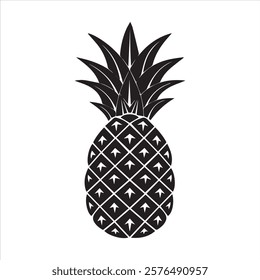 A black and white illustration of a pineapple.