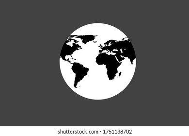 black and white illustration of planet earth, on dark background, icon, symbol, vector illustration
