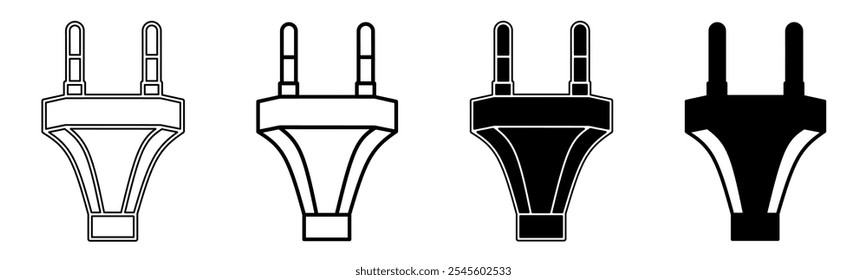 Black and white illustration of a plugs. Plugs icon collection with line. Stock vector illustration.
