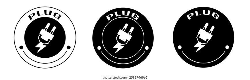 Black and white illustration of plugs icon in flat. Stock vector.