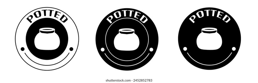 Black and white illustration of potted icon in flat. Stock vector.