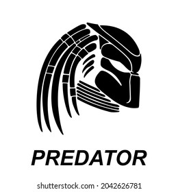 Black and white illustration of a predator's head.