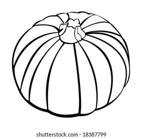 Black and white illustration of pumpkin