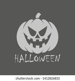Black and white illustration of a pumpkin and text holiday halloween. Illustration for stickers