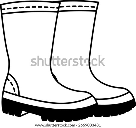 black and white illustration of rain boots