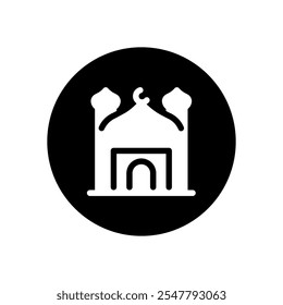 A black and white illustration of a ramadan icon