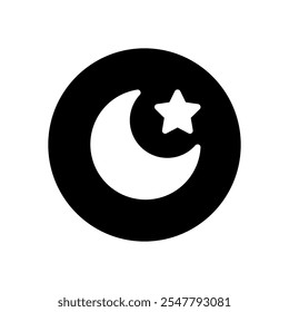 A black and white illustration of a ramadan icon