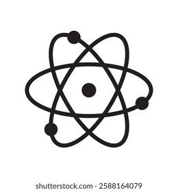 Black and White Illustration of React, Atomic, Nuclear, and Ion Concepts